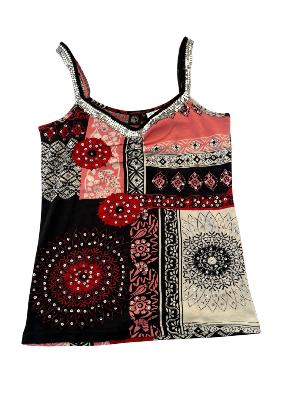 Bila size medium y2k patchwork top rhinestones cool brat fairy Paris